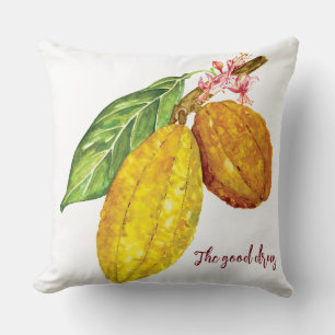 Watercolor chocolate tree fruit cushion