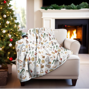 Watercolor Christian Christmas Nativity Fleece Blanket