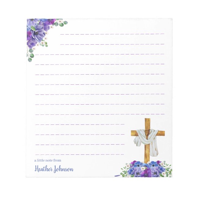 Watercolor Christian Easter Cross Custom Notepad (Front)