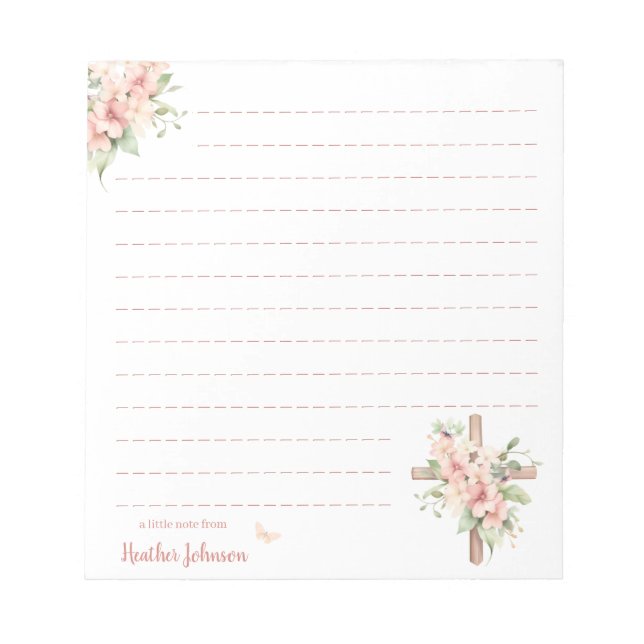 Watercolor Christian Easter Cross Custom Notepad (Front)