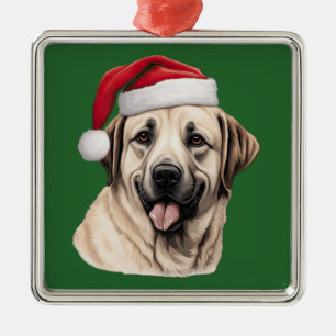 Watercolor Christmas Anatolian Shepherd Dog Metal Ornament