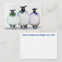 Watercolor Christmas and New Year Notecard