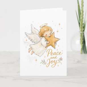 Watercolor Christmas Angel with Star Card