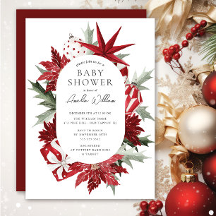 Watercolor Christmas Baby Shower Invitation