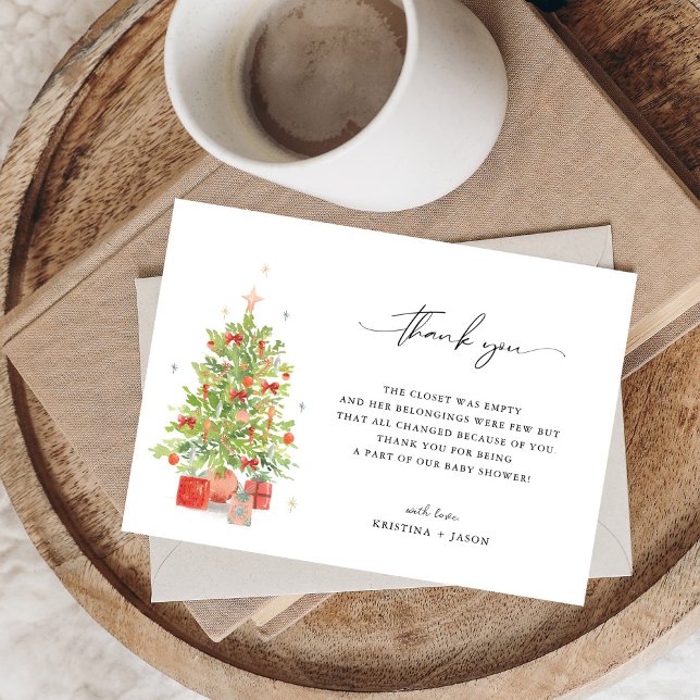 Watercolor Christmas Baby Shower Thank You Cards (Creator Uploaded)