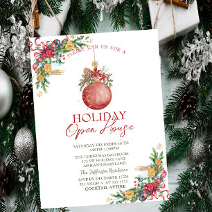 Watercolor Christmas Ball,Branches Holiday  Invitation