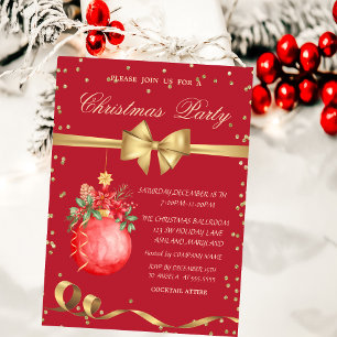 Watercolor Christmas Ball Christmas Party Invitation