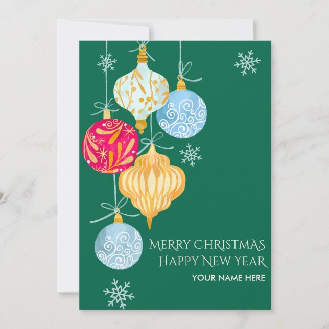 Watercolor christmas ball  holiday card (Front)