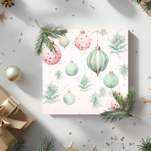 Watercolor Christmas balls mint and pink Holiday Card