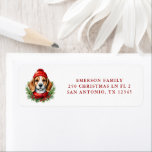 Watercolor Christmas Beagle Dog Return Address Label<br><div class="desc">Sweet watercolor style illustration of a sweet beagle dog wearing a red scarf and hat on a background of christmas greenery.</div>