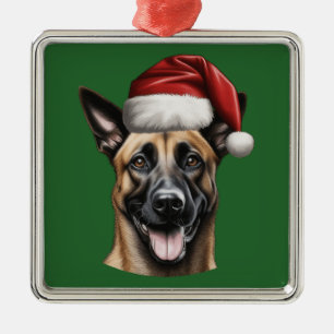 Watercolor Christmas Belgian Malinois Ornament