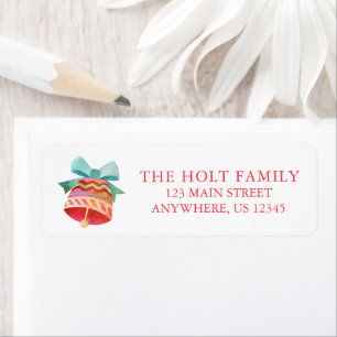 Watercolor Christmas Bell Return Address Label