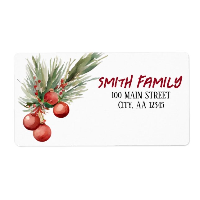 Watercolor Christmas Berries  (Front)