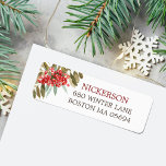 Watercolor Christmas Berries Return Address Return Address Label<br><div class="desc">The return address label features watercolor Christmas berries and classic typography. Email me @ JMR_Designs@yahoo.com if you need assistance or have any special request.</div>