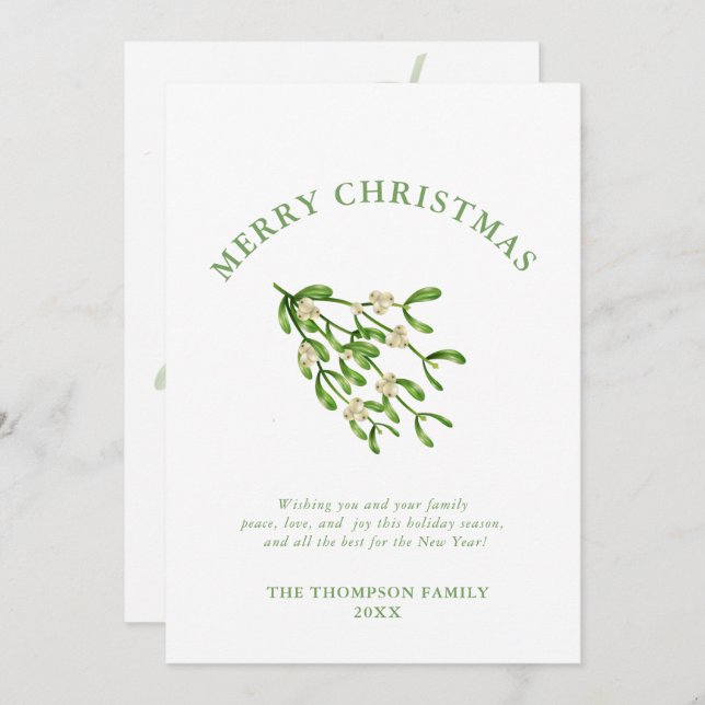 Watercolor Christmas berry branches Greenery    Holiday Card (Front/Back)
