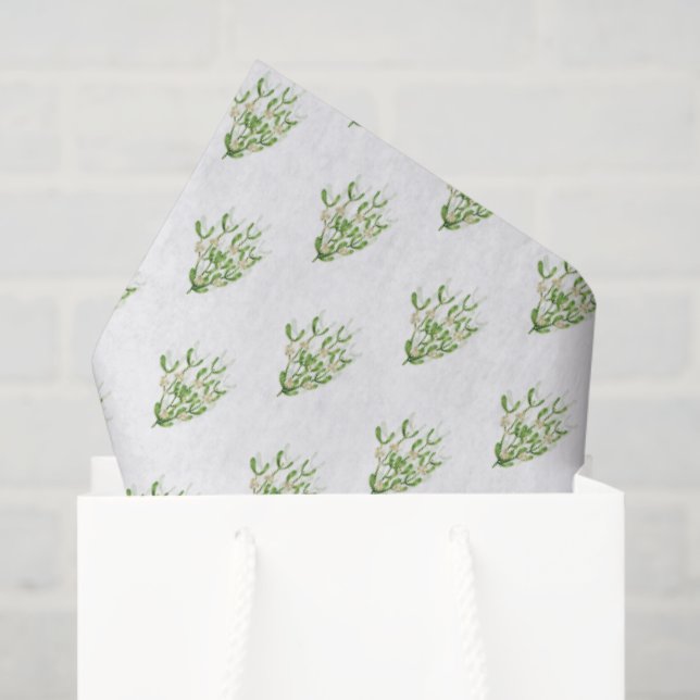 Watercolor Christmas Berry Branches Greenery  Tissue Paper (Gift Bag)