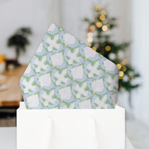 Watercolor Christmas Blue Bow Garland Tissue Paper