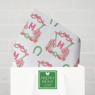 Watercolor Christmas Boots  Monogram Crest Tissue Paper