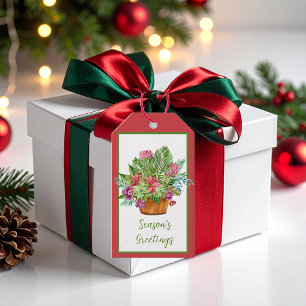 Watercolor Christmas botanical bouquet Gift Tags