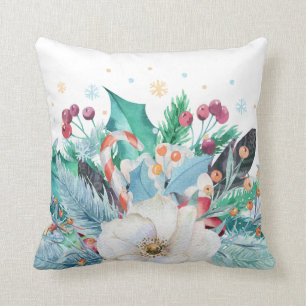 Watercolor Christmas Bouquet Cushion