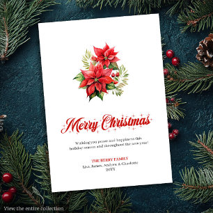 Watercolor Christmas Bouquet Modern Greeting Card