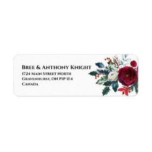 Watercolor Christmas Bouquet Return Address Label