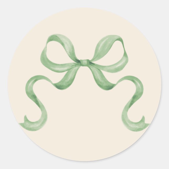 Watercolor Christmas Bow Sticker - Green (Front)