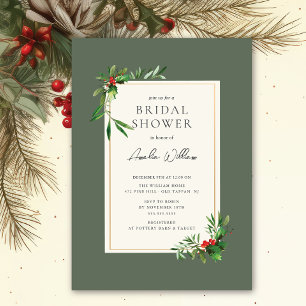 Watercolor Christmas Bridal Shower Invitation