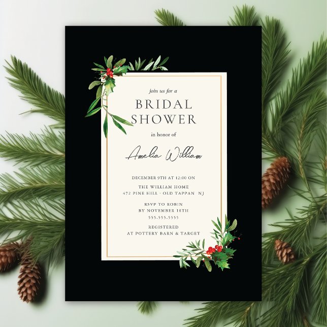 Watercolor Christmas Bridal Shower Invitation (Creator Uploaded)
