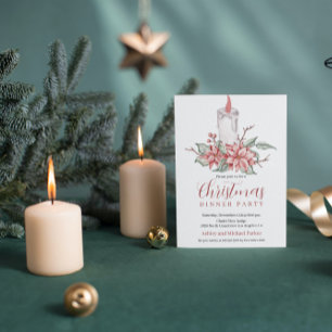 Watercolor Christmas Candle  Invitation