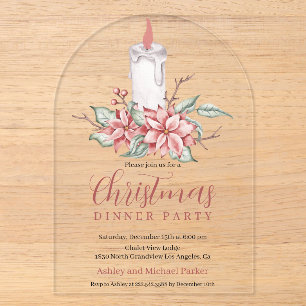 Watercolor Christmas Candle Invitation