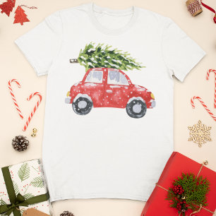 Watercolor Christmas Car T-Shirt
