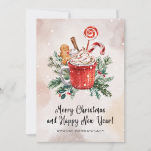 Watercolor Christmas Card Colourful Classic Cookie