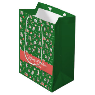 Watercolor Christmas Cats Whimisical Medium Gift Bag