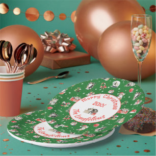 Watercolor Christmas Cats Whimisical Paper Plate