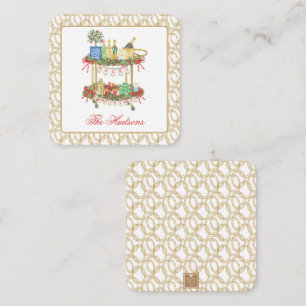 Watercolor Christmas Champagne Bar Cart Enclosure Card