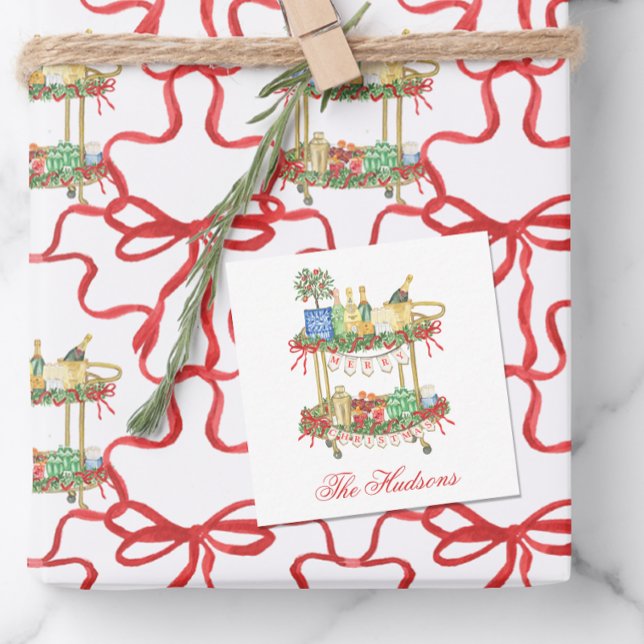 Watercolor Christmas Champagne Bar Cart Enclosure Card (Creator Uploaded)