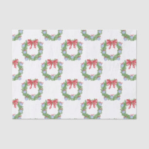 Watercolor Christmas Chinoiserie Ornament Wreath Tissue Paper