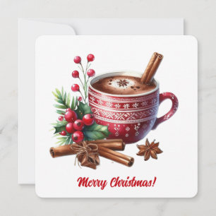 Watercolor Christmas cocoa Merry Christmas Holiday Card