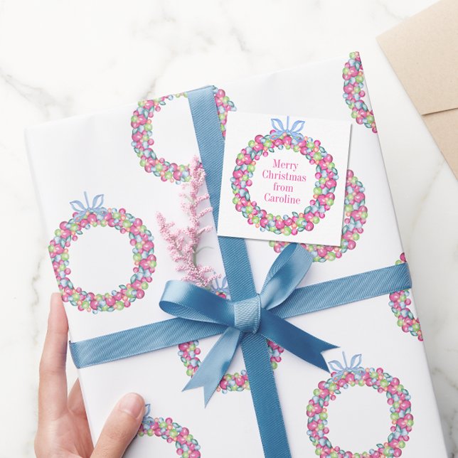 Watercolor Christmas Colourful Baubles Wreath Card (Creator Uploaded)