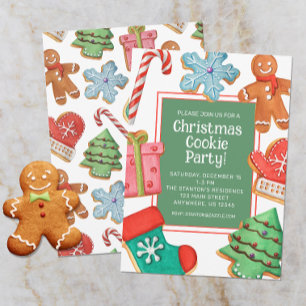 Watercolor Christmas Cookie Decorating Party Invitation