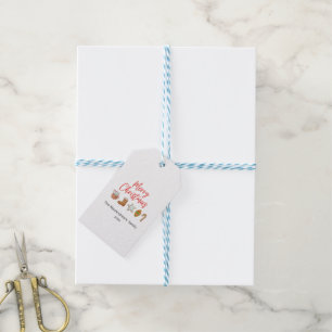 Watercolor Christmas cookie drinks candy cane Gift Tags