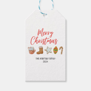 Watercolor Christmas cookie drinks candy Gift Tags