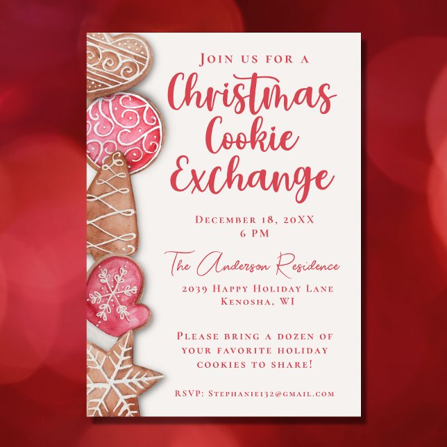 Watercolor Christmas Cookie Exchange  Invitation (Creator Uploaded)