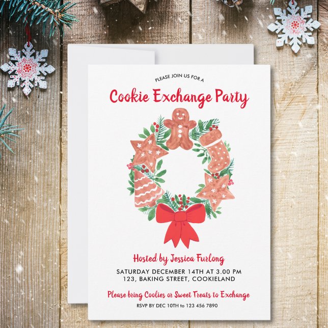 Watercolor Christmas Cookie Exchange Party Invitation (Creator Uploaded)