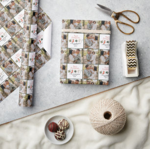 Watercolor Christmas cookie multi photo rustic Wrapping Paper