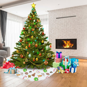 Watercolor Christmas Cookies Brushed Polyester Tree Skirt