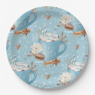 Watercolor Christmas Cookies & Cocoa & Snowflakes Paper Plate
