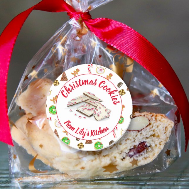 Watercolor Christmas Cookies Exchange  Classic Round Sticker (Creator Uploaded)