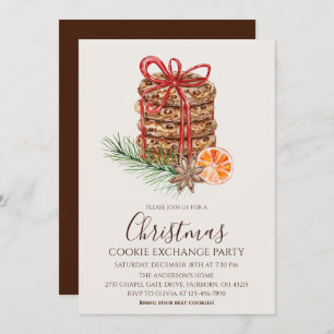 Watercolor Christmas Cookies Exchange Party Invitation